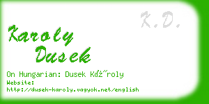 karoly dusek business card